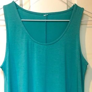 Long, turquoise tunic tank; size small.